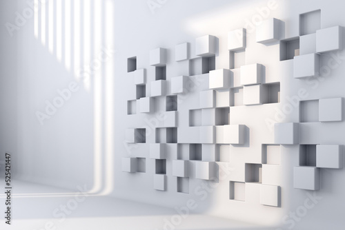 3d Abstract Architecture Background. Illustration of White Modern Geometric