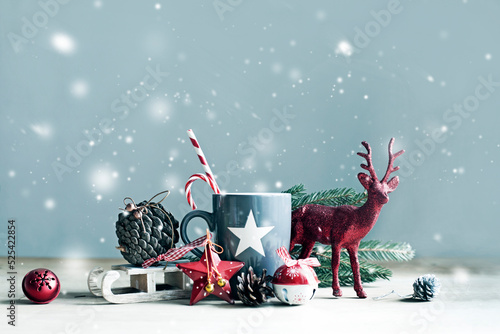 christmas holidays card  background with festive decorations