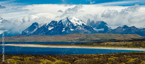 Torres del Paine lake in the mountains