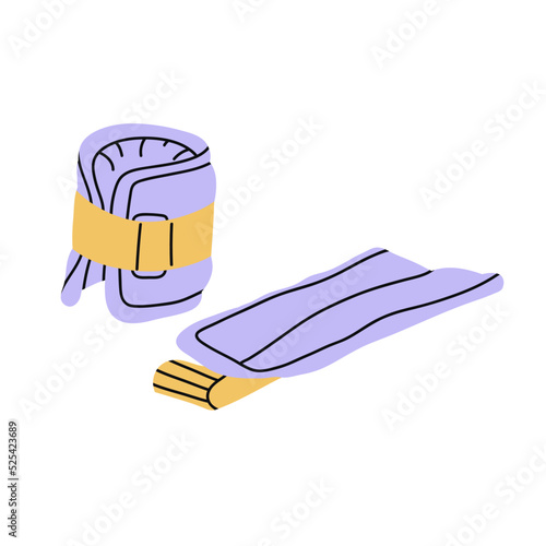 Adjustable Ankle Weights for leg and arm. Gym and Sport Equipment. Fitness routine. Flat vector illustration