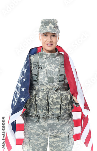 Mature female soldier with ...