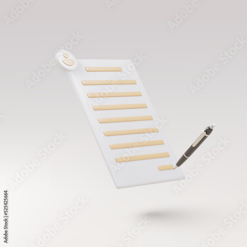 3d realistic Copywriting, writing icon. Document and pens. Vector illustration.