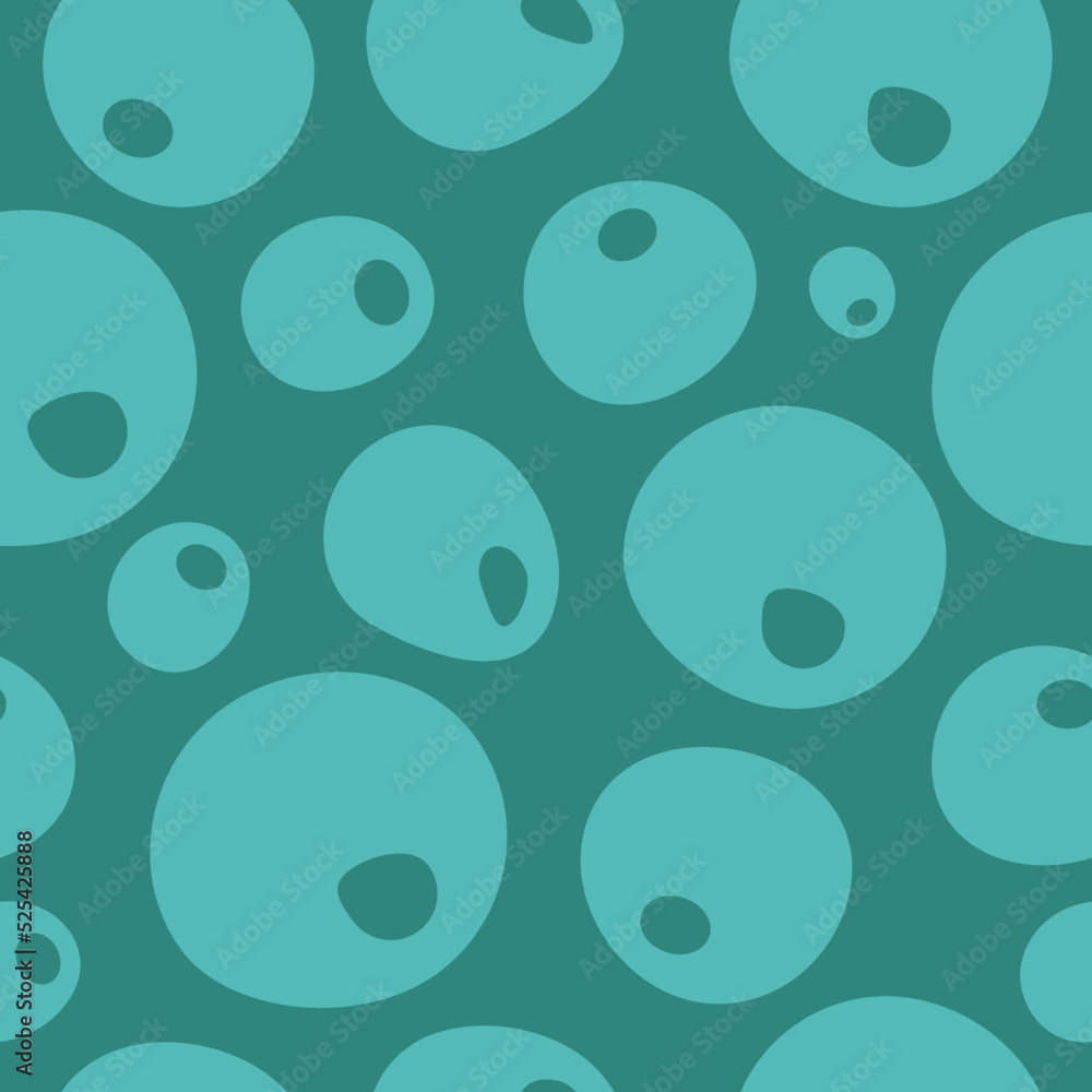 Mint green seamless pattern with bubbles