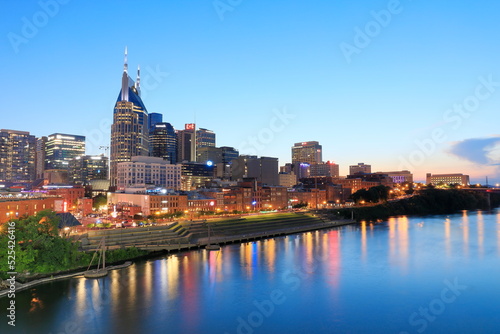 Nashville downtown water front view in the dusk