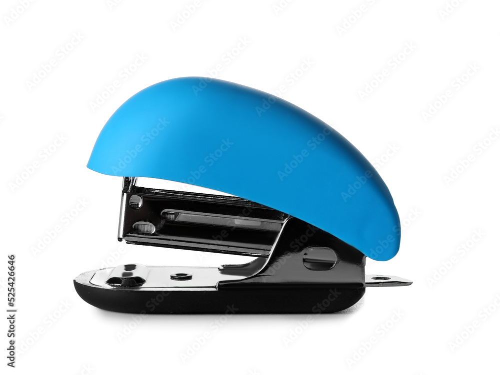 Modern blue stapler on white background Modern blue stapler on white background