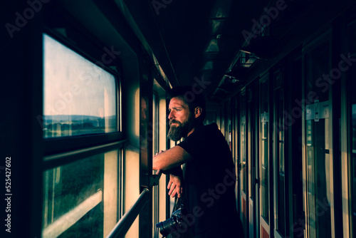 person travelling by train slow travel concept