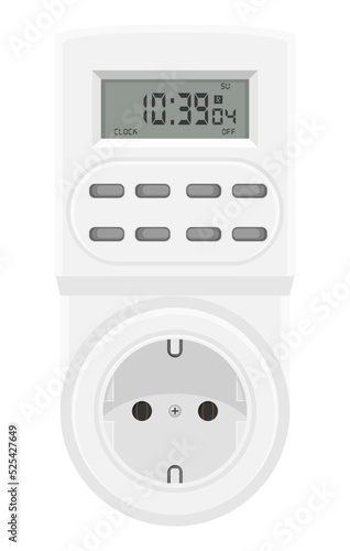 Power socket timer vector illustration.
Vector illustration cartoon flat icon isolated on white background.
