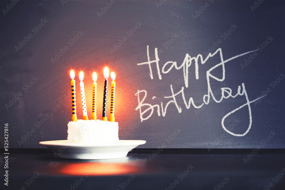 anniversary, birthday background with festive cake with candles Stock