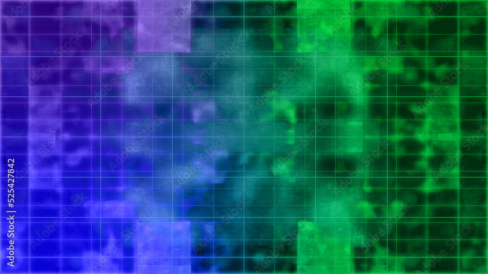 Abstract neon kaleidoscope pattern grid background image.