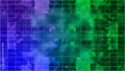 Abstract neon kaleidoscope pattern grid background image.