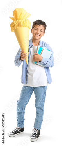 Little boy with yellow scho...