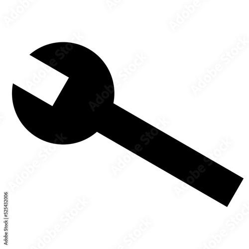 Silhouette single open end spanner tool icon isolated on white background, black flat icon. Vector illustration