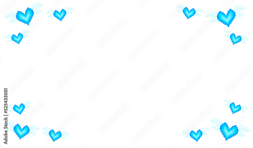 Blue heart frame with pixel art wings Blue heart frame with pixel art wings
