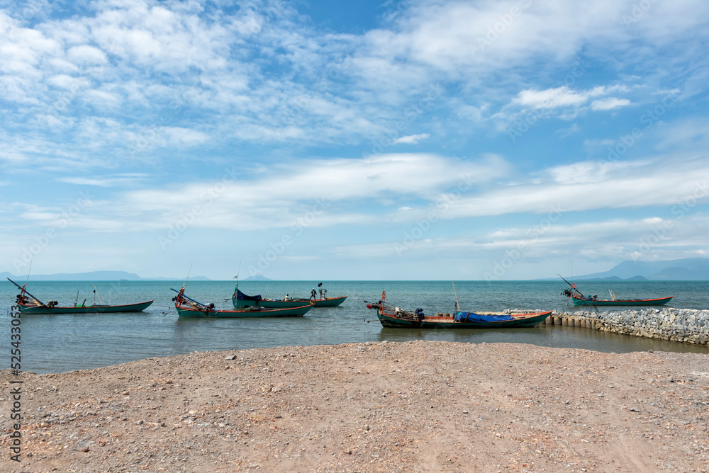 Fishing boats on the sea in Cambodia