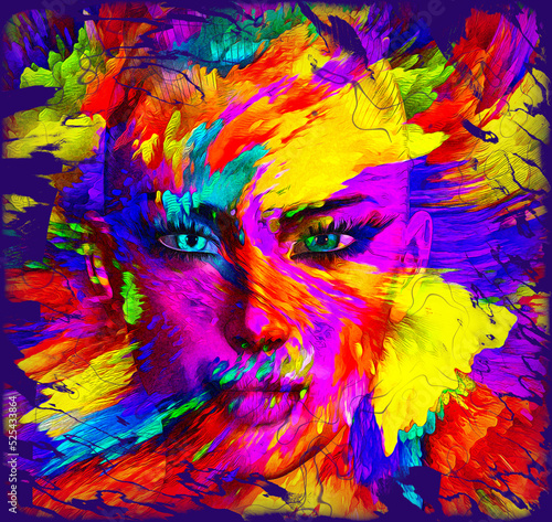 Fototapeta Naklejka Na Ścianę i Meble -  Aphrodite the ancient Greek goddess of sexual love and beauty in our unique digital art, abstract style.  Let her face Grace your next project!