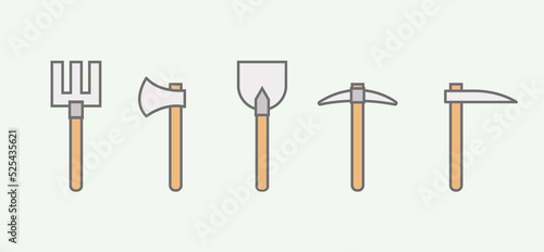 Farm Tools with Flat and Cute Aesthetic Vector Illustration