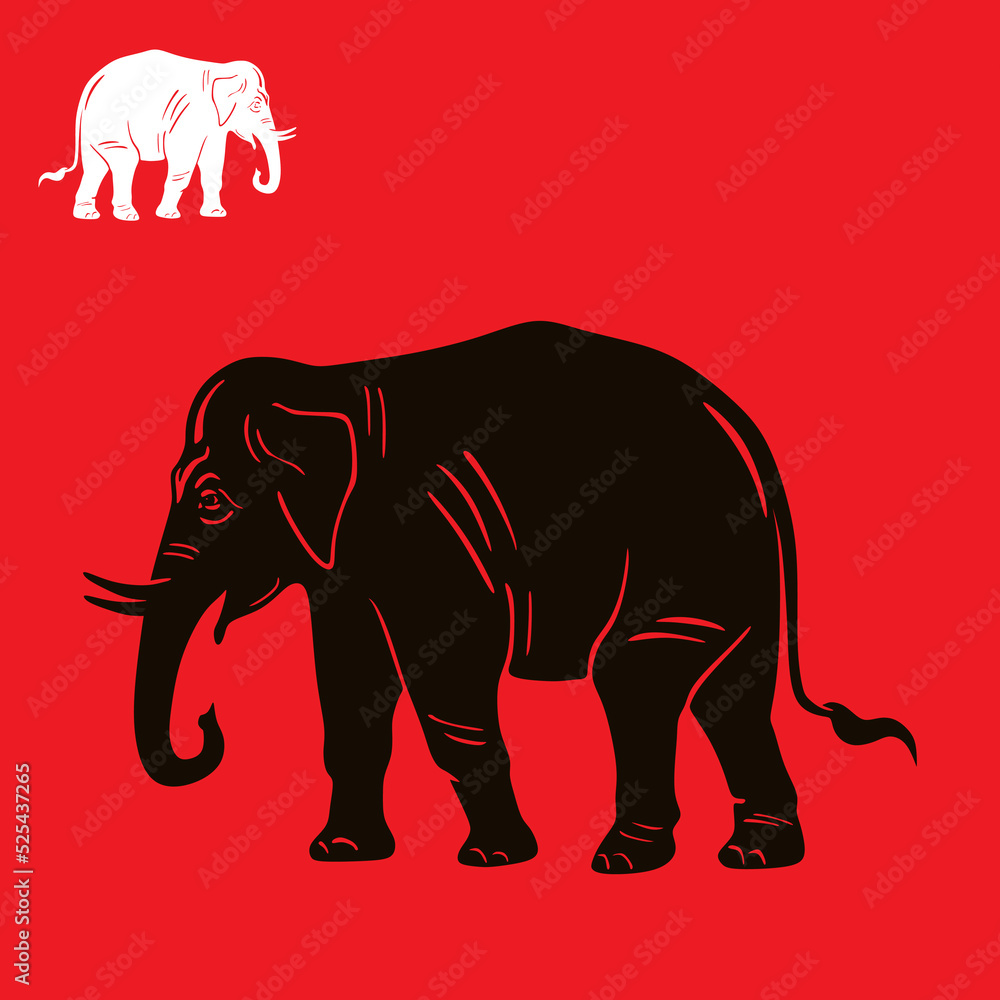 Fototapeta premium GREAT ELEPHANT LOGO, silhouette of bigest mammal of the jungle, vector illustrations