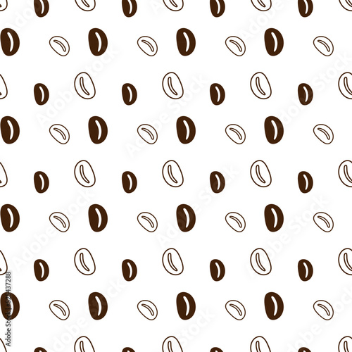 Seamless endless pattern with coffee beans in trendy shades. Repeat texture. Abstract background