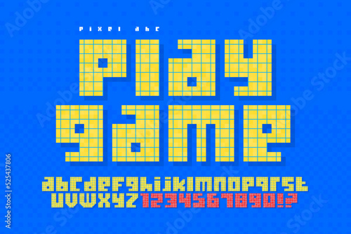 Pixel vector alphabet design, stylized like in 8-bit games