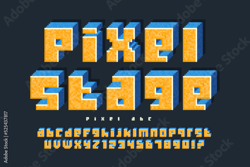 Pixel vector alphabet design, stylized like in 8-bit games