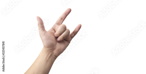 Hand gesturing love and rock sign on transparent background PNG