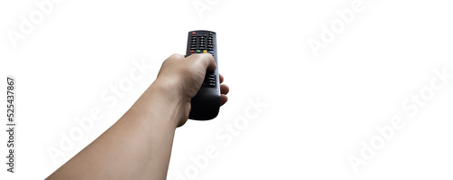 hand holding tv remote control - transparent background PNG