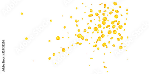 European Union Euro coins falling. Scattered gold