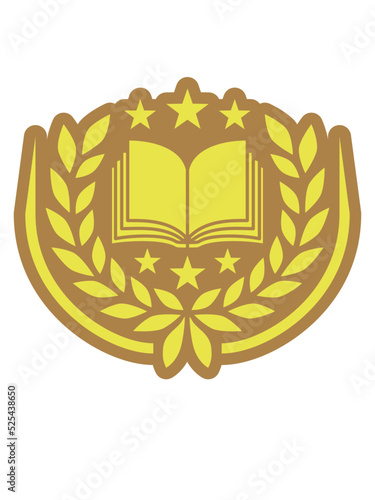 Emblem Buch Sterne Lorbeerkranz 