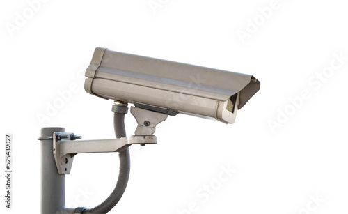 dirty old cctv camera isolated on white background with clipping path.