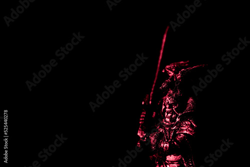 Red blood dragon vampire knight Halloween midevil ghoul in black background and sword