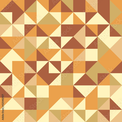 Geometric vector pattern with brown, yellow and orange triangles. Geometric modern ornament. Seamless abstract background