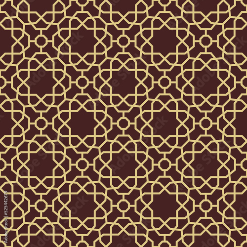 Seamless geometric background for your designs. Modern vector brown and golden ornament. Geometric abstract pattern