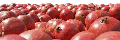 pomegranates, delicious fruits isolated on white background banner