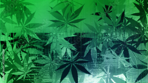 Abstract psychedelic cannabis leaf pattern background image.