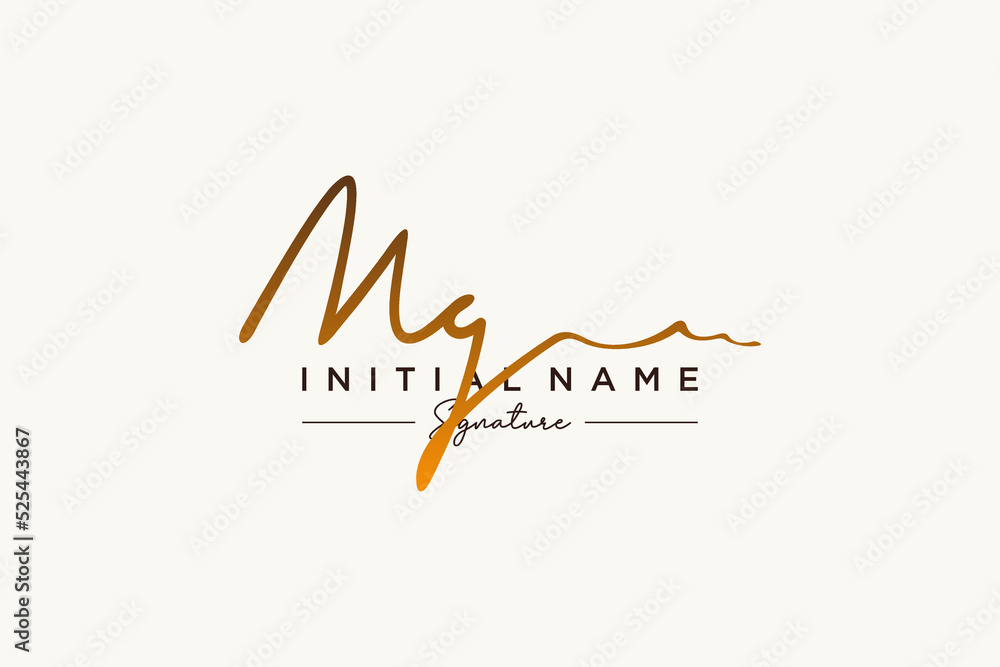 Initial MG signature logo template vector. Hand drawn Calligraphy lettering Vector illustration. - obrazy, fototapety, plakaty 