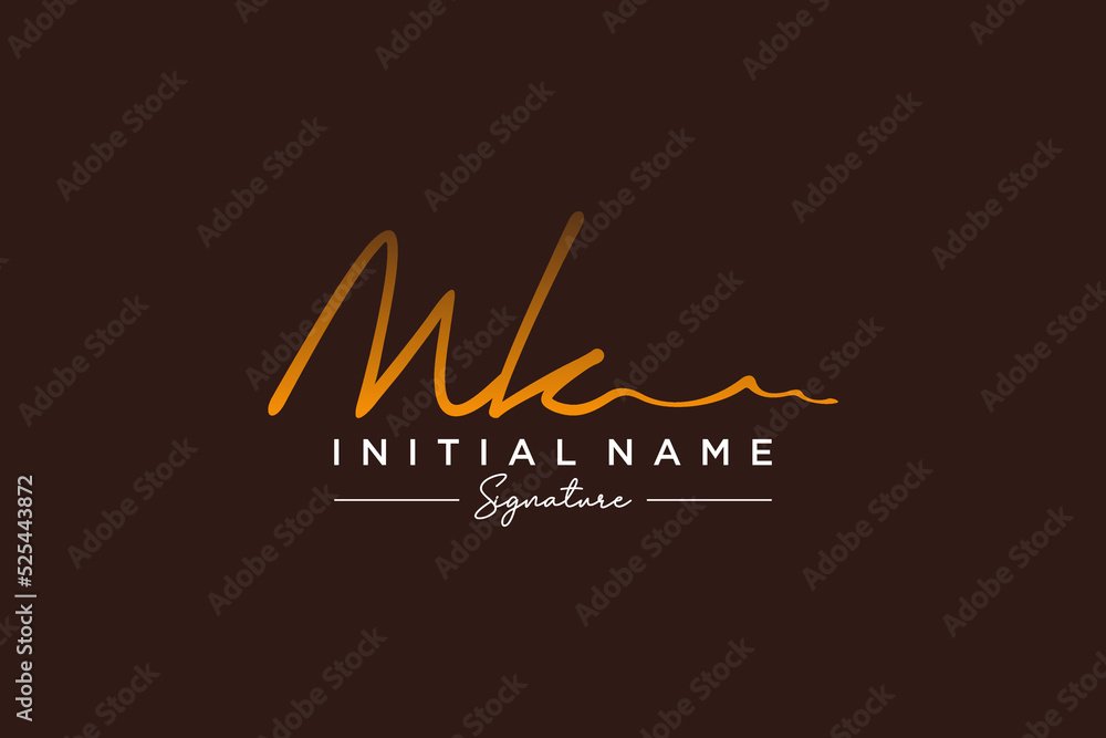 Initial MK signature logo template vector. Hand drawn Calligraphy lettering Vector illustration. Initial MK signature logo template vector. Hand drawn Calligraphy lettering Vector illustration.