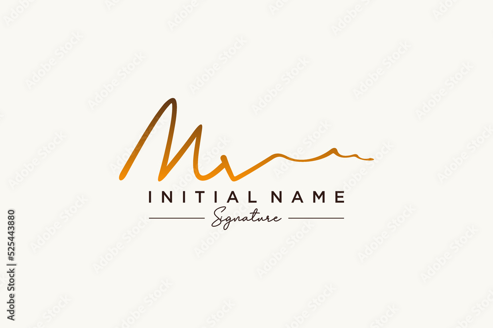 Initial MV signature logo template vector. Hand drawn Calligraphy lettering Vector illustration.