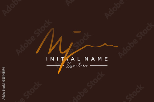 Initial MJ signature logo template vector. Hand drawn Calligraphy lettering Vector illustration.