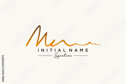 Initial MN signature logo template vector. Hand drawn Calligraphy lettering Vector illustration.