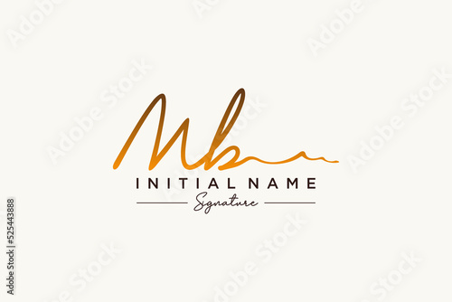 Initial MB signature logo template vector. Hand drawn Calligraphy lettering Vector illustration. photo