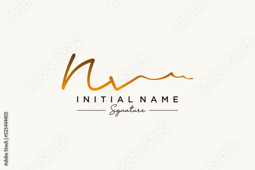 Initial NV signature logo template vector. Hand drawn Calligraphy lettering Vector illustration.