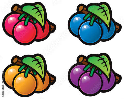 Four-color set of cherry patterns for slot machines