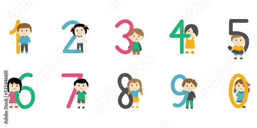 cute kid with numbers clipart element of boys and girls for decoration