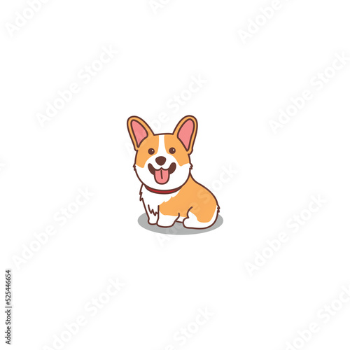 Cute corgi dog sitting cartoon, vector illustration