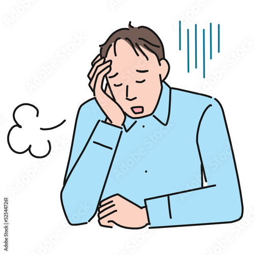 薄毛が気になって落ち込む男性