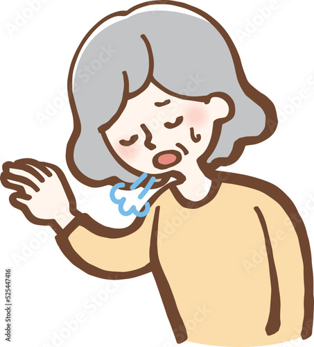 息苦しい　疲労　シニア女性　イラスト
