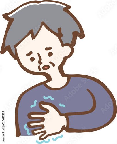 手の震え　しびれ　シニア男性　イラスト