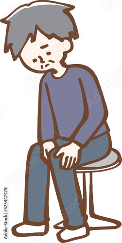膝が痛い　シニア男性　イラスト