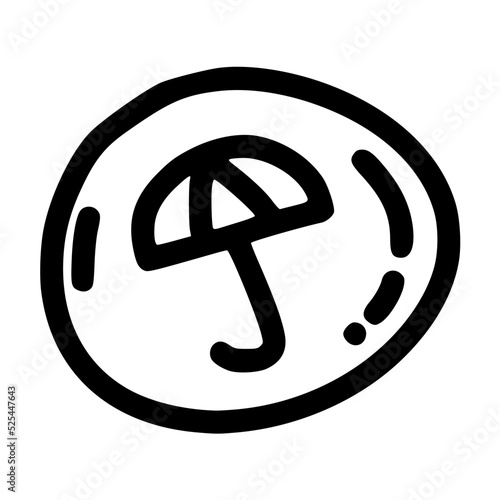 dalgona candy with umbrella mark in middle lineart vector illustration icon design template with doodle hand drawn style