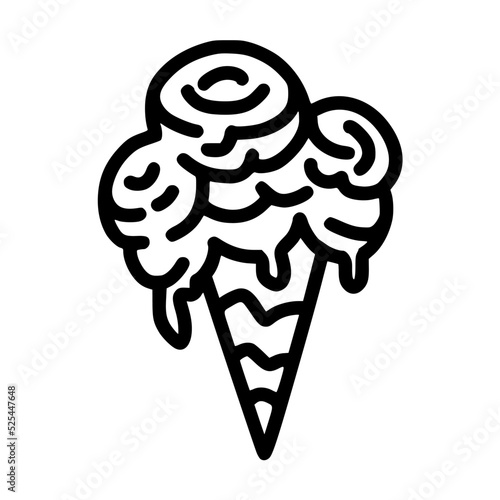 large portion of ice cream cone lineart vector illustration icon design template with doodle hand drawn style